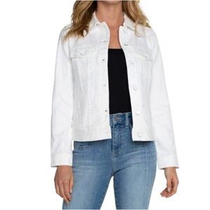 Liverpool denim - White Embroidered Jacket size M